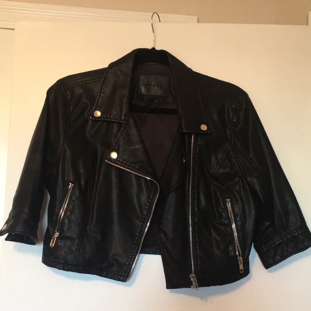 BLANK NYC: cropped, faux leather jacket